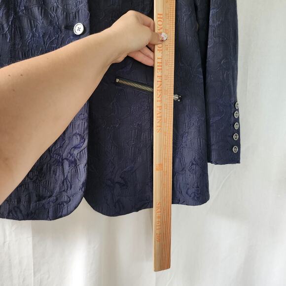 Free people Goth Navy black brocade corset lace up Blazer Jacket Vamp  victorian - Picture 7 of 12